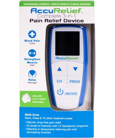 AccuRelief Complete 3-in-1 TENS Unit & EMS Massager | Pain Relief Electric Muscle Stimulator for Neck Back & Full Body - International Shipping Available - Buy Online on GoSupps.com