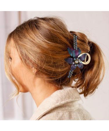 Brinie Flower Beaded Hair Claw Clip - Gold Large Clamp for Women and Girls - Buy Online on GoSupps.com