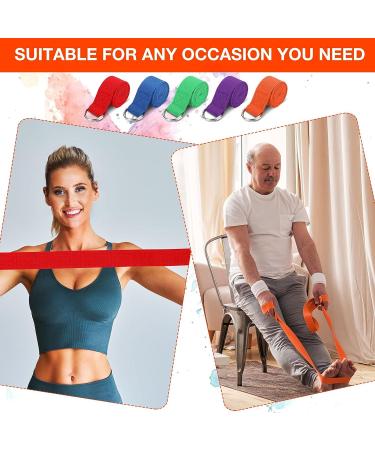 10 Pcs Yoga Strap 6Ft Exercise Stretch Bands for Flexibility with Adjustable D Ring Buckle - Non Elastic Yoga Belt for Pilates & Fitness - Buy Online on GoSupps.com