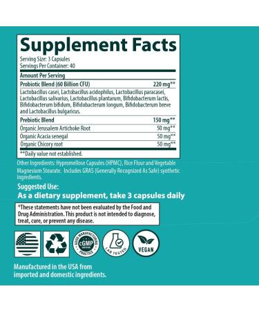 Sanar Naturals Probiotics 60 Billion CFU 10 Strains + Prebiotics - Supports Immune, Digestive, & Gut Health - Probiotics for Women and Men - Vegan, Non-GMO, Gluten Free, 120 Capsules - Buy Online on GoSupps.com