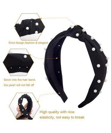 Deoot Pearl Knotted Wide Headband for Women - Non Slip Black Hair Accessory - Buy Online on GoSupps.com