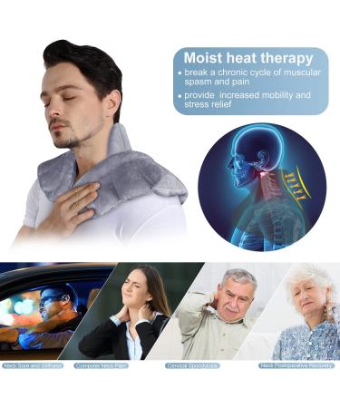 REVIX Microwavable Heating Pad for Neck Shoulders and Back | Weighted Neck Wrap with Moist Heat | Light-Gray - Buy Online on GoSupps.com
