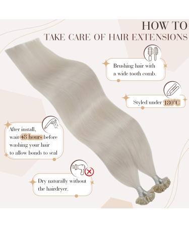 Hetto Real Hair Boning Extensions - Platinum Blonde #60 50g 50cm (20 inches) - Remy Keratin Bonding Hair Extensions - Buy Online on GoSupps.com