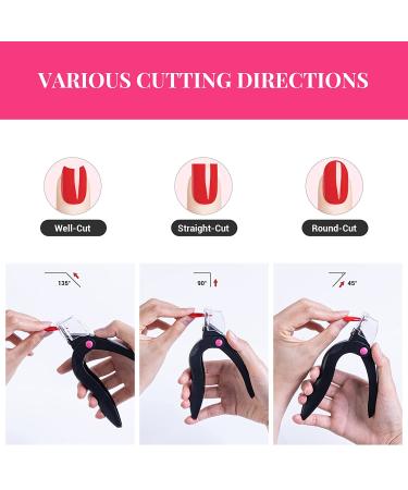 AIRSEE Adjustable Nail Clipper for Acrylic Nails with Sizer and Catcher - Nail Tip Cutter with Length Measurement Dial for Salon or Home Manicure - Black - Buy Online on GoSupps.com