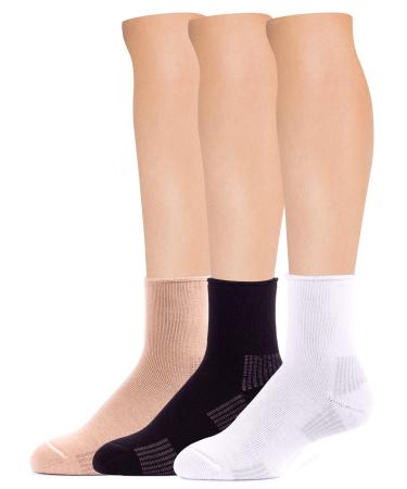 BE SHAPY Diabetic Mid Calf Socks Medias para Diabeticos 3 Pack One Size T2c Black/Cream/White