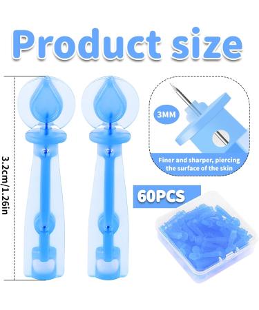 Professional 60 Piece Set - Milien Remover for Home Beauty Salon - Skin Tag Remover - ABS Blue Tool - Comedone Removal - Whitehead Remover - Buy Online on GoSupps.com