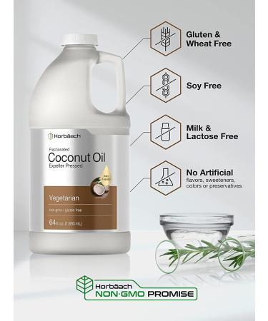 Horbaach Liquid Coconut Oil 64 oz - Fractionated, Unflavored & Keto Friendly | Vegetarian, Non-GMO, Gluten Free - Ideal for Cooking - Buy Online on GoSupps.com