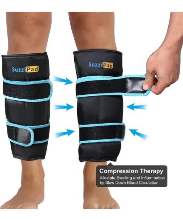 Shin Splint Ice Pack Wrap for Runner's Leg Pain Relief - Reusable Gel Cold Compression Sleeve for Swelling and Inflammation - Pack of 2 - Buy Online on GoSupps.com