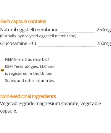 Orange Naturals Glucosamine + NEM 60 Caps - Joint Support Supplement with Natural Egg Membrane - Supports Flexibility and Mobility - Glucosamine and NEM Formula for Knee and Joint Stiffness - Buy Online on GoSupps.com