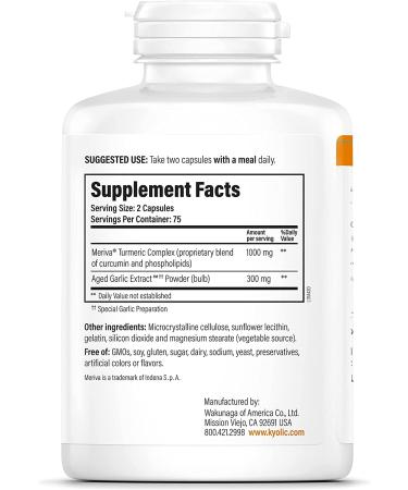 Kyolic Aged Garlic Extract & Curcumin - Inflammation Support - 150 Capsules - Buy Online on GoSupps.com