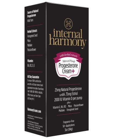 Internal Harmony Natural Progesterone Cream + with Vitamin E B6 B12 and 2000IU Vitamin D
