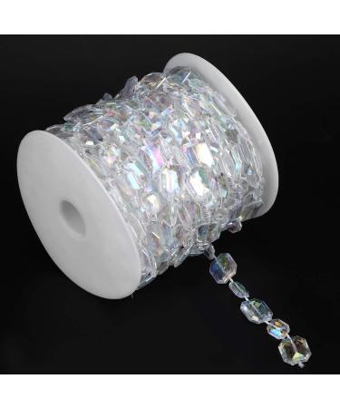 Crystal Garland Strands Hanging Chandelier Gem Bead Chain Clear Crystal Strands Gems Bead Curtain 10m Synthetic Bead Garland Rectangle Iridescent Decoration String for Wedding Festival Wrapping  - Buy Online on GoSupps.com