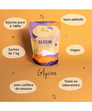 Glycine Powder Vegavero | 1000g (1kg) | 100% Pure No Additives and Vegan | Laboratory Analyzed | Collagen Synthesis & Sleep Aid | With Measuring Spoon - Buy Online on GoSupps.com