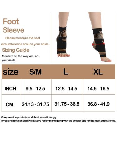 Ankle Brace Compression Sleeve Pair for Plantar Fasciitis & Achilles Tendon - Large Black - Buy Online on GoSupps.com