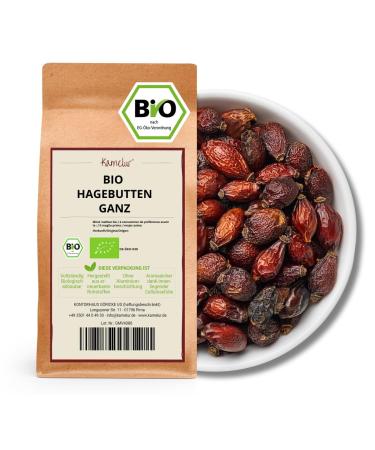Kamelur 1kg of organic dried rose hips & without additives, for organic rose hip tea - whole & dried rose hips in biodegradable packaging