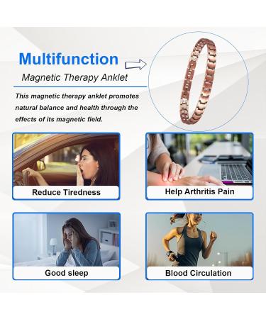 99% Pure Copper Adjustable Anklet Bracelet for Women - Double Row Magnets Copper Jewelry Gift - Buy Online on GoSupps.com