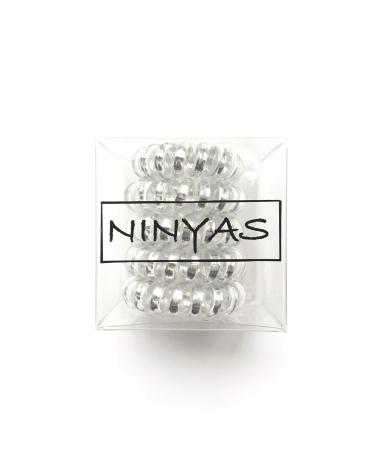 NinYas Spiral Hair Ties  Coil Hair Ties  No Crease Hair Ties  Phone Cord Hair Ties  Hair Coils - 5pcs (Clear)