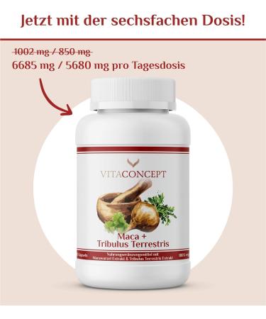 VITACONCEPT I Maca & Tribulus Terrestris - 120 Vegan Capsules (6685 mg + 5680 mg) | Laboratory Tested for Optimal Health - Buy Online on GoSupps.com