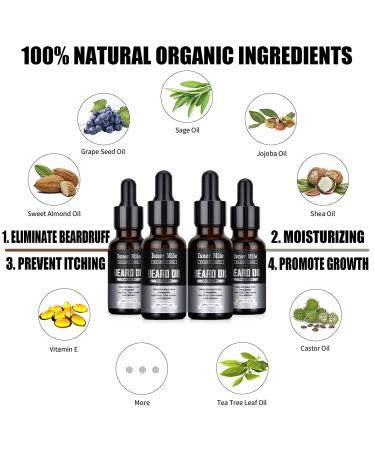 Isner Mile Beard Oil 4 Pack - Natural Unscented Beard Conditioner & Growth Oil for Men, Perfect Stocking Stuffer Gift - Buy Online on GoSupps.com