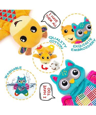 Teytoy 2 Pcs Crinkle Baby Toys with Teether | Newborn Teething Sensory Bib | Soft Snuggle Security Blanket for Unisex Babies 0-36 Months - Owl and Deer Design - Buy Online on GoSupps.com