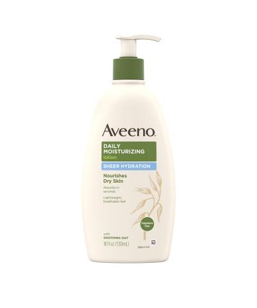Aveeno Sheer Hydration Daily Moisturizing Lotion for Dry Skin with Soothing Oat Lightweight Fast-Absorbing & Fragrance-Free Intense Body Moisturizer 18 fl. oz 18 Fl Oz (Pack of 1)