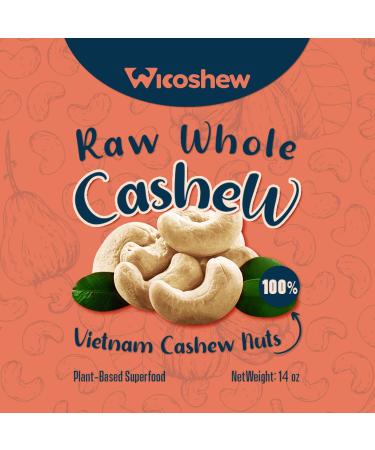 Wicoshew Vietnamese Cashews 14/28/43 5 oz Organic Bulk - Protein Snacks | Healthy Snacks - RAW Whole Cashew Size M 1.75lb - Buy Online on GoSupps.com