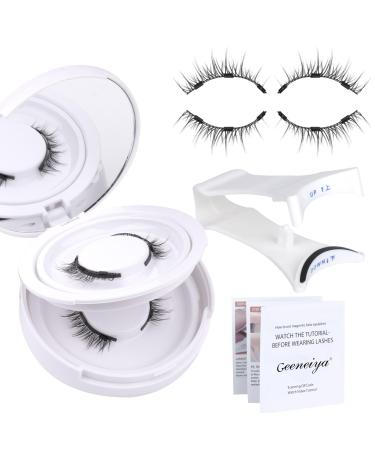 Manga Magnetic Eyelashes without Eyeliner Reusable Magnetic Lashes Natural Look Short Magnetic Eyelashes Kit with Applicator Wispy False Eyelashes No Glue or Liner Needed (2 Pairs 8 Pieces) Magnetic-04CT