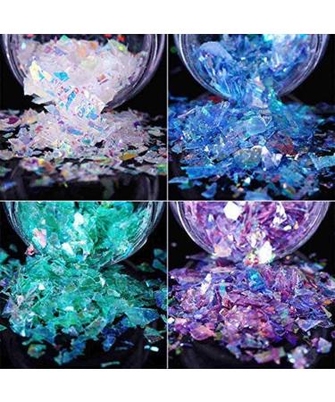 ZXR.Elwood 4 Colors Natural Artificial Nails Glass Paper Art Decoration Glitter Irregular Sequins Broken Piece Stickers - Buy Online on GoSupps.com