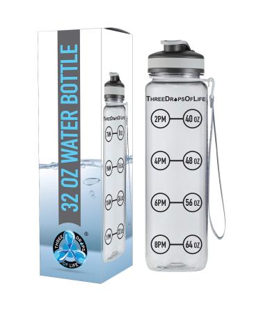 Three Drops of Life New 32 oz Water Bottle Best Original Water Bottle with Time Marker Reusable Goal Hydration Tracker Design for H2O Monitoring Diet Nutrition and Fitness