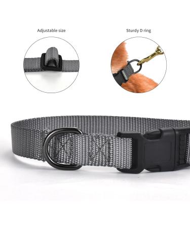 Audwud Thick Nylon Neck Band - Classic Adjustable Dog Collar for Small Medium & Large Dogs | 4 Sizes - Flint Gray - Buy Online on GoSupps.com