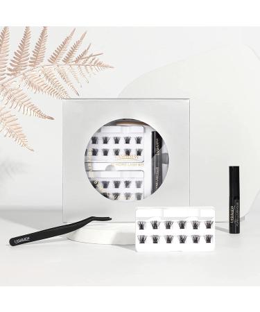 LASHVIEW DIY Eyelash Extension Kit with Cluster Lashes Glue and Tweezers - 56D#KIT 12&14mm - Buy Online on GoSupps.com