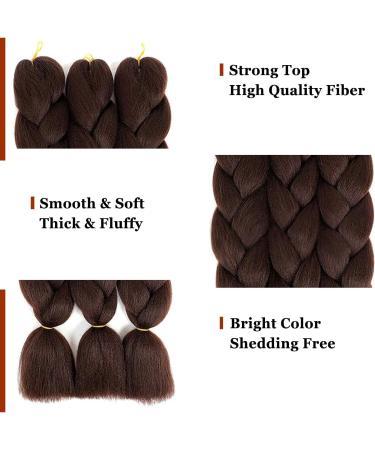 Fanfyu Ombre Braiding Hair Extensions - 3 Pack Kanekalon Jumbo Braid 24 Inch Box Braids (4#) for Stylish Hairstyles - Buy Online on GoSupps.com