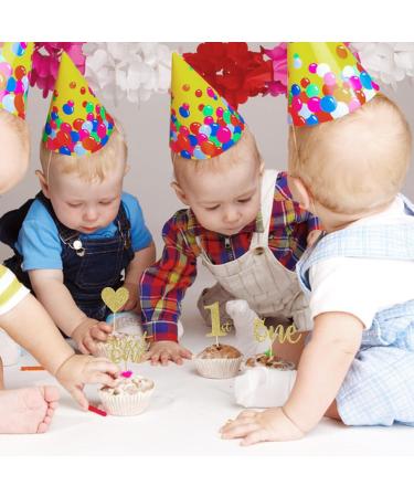 24 PCS 1st Birthday Cupcake Toppers Glitter Sweet One Cupcake Picks for First Birthday Party Baby Shower Cupcake Decorations Supplies Gold - Buy Online on GoSupps.com