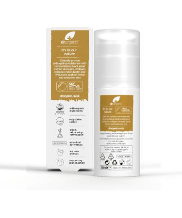 Dr Organic Pro Collagen Plus Black Pearl Hyaluronic Acid Healthy-Aging Wrinkles Dry & Sensitive Skin Natural Vegetarian Cruelty-Free Paraben & SLS-Free Recycled & Recyclable Organic 50ml - Buy Online on GoSupps.com