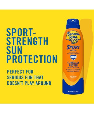 Banana Boat Sport Ultra Sunscreen Spray SPF 100 | Water Resistant | 6oz | Pack of 2 6 Fl Oz (Pack of 2) - Buy Online on GoSupps.com