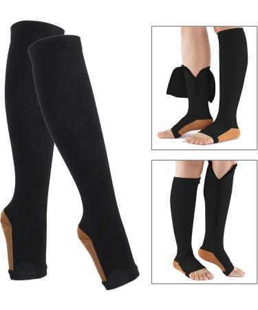 Keenso Sports Compression Socks for Varicose Veins | Elastic Zipper Design | Calf L-XL Black - Buy Online on GoSupps.com