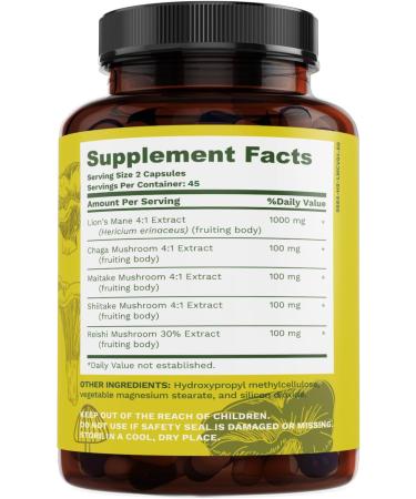 Lions Mane Mushroom Complex: Fruiting Bodies & Extracts for Brain Support, Immune Health, Memory Boost & Focus - Buy Online on GoSupps.com