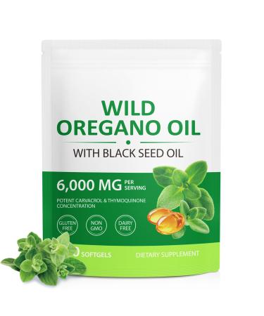 Oil of Oregano with Black Seed Oil - 120 Softgels - 2 in 1 Oregano Supplement Non-GMO Plant Based