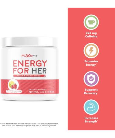 Energy for Her by Foxy Fit - Strawberry Lemonade Energy & Recovery Supplement for Women | 30 Servings - Boost Your Vitality - Buy Online on GoSupps.com
