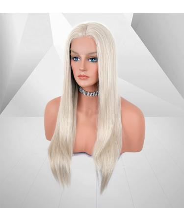 Vebonny White Blond 613 Lace Front Wig for Women | Realistic Synthetic Hair | 22 Platinum Blonde Middle Parting Wig | Glue-Free Hair Replacement #035-NEW - Buy Online on GoSupps.com
