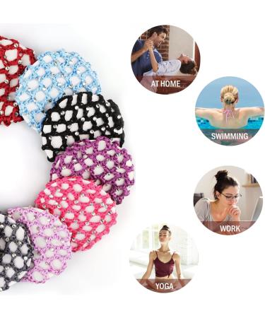 Hair Net Chignon 12 Bun Hairstyle Aid Fabric Knot Net with Glitter Rhinestones Hair Net Riding Tournament Set for Gymnastics Rhythmic Gymnastics Ballet Figure Skating - Buy Online on GoSupps.com
