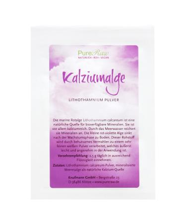 Calcium algae Natural calcium powder - calcium carbonate powder lithothamnium calcareum red algae - bio -available minerals calcium magnesium |Pureeraw 3G 3.00 g (1 Pack)