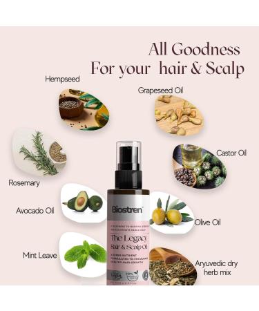 Biostren The Legacy Hair Growth Oil 5fl oz Scalp and Hair Care Oil Natural Hair Growth Oil with Botanical Oils Rosemary Vitamin E Pre-Wash Hair Growth Treatment for Thinning Dry Damaged Hair - Buy Online on GoSupps.com
