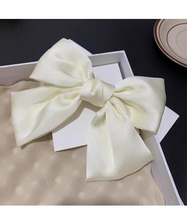 Asheyya Bow for Hair Clip Solid Color Soft Satin Silky Hairbows for Women Girls (White) - Buy Online on GoSupps.com