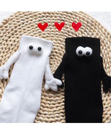 Couple Holding Hands Socks - 3D Doll Magnetic Suction Design - Set of 2 White Socks - Buy Online on GoSupps.com