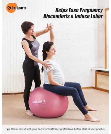 GalSports Pregnancy Ball - Birthing Ball for Workout Yoga Stability | Maternity Physio & Recovery Plan | Labor Exercise Ball with Quick Pump - Rose Red - Size L (58-65cm) - Buy Online on GoSupps.com