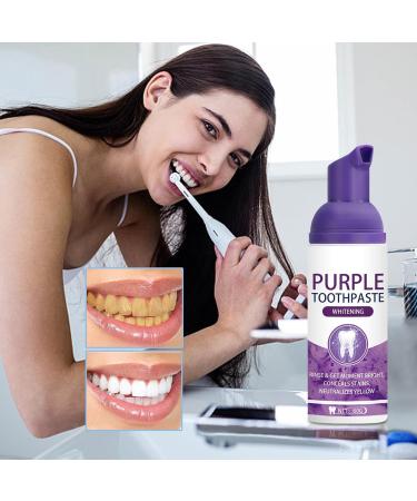 Teeth Whitening Toothpaste - 60g - Purple Breath Freshening Cleansing Toothpaste - Herbal Extracts Teeth Cleaning Accessory for Travel Work Study and Elderly - Buy Online on GoSupps.com