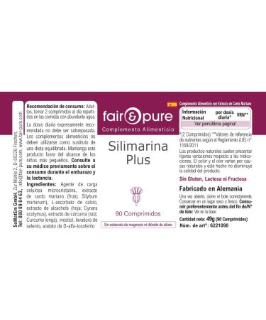 SoMatEm Fair & Pure Silymarin Plus tablets 90 pieces complex with milk thistle vitamin C & E artichoke turmeric inositol selenium vegan food supplement without additives produced in Germany - Buy Online on GoSupps.com
