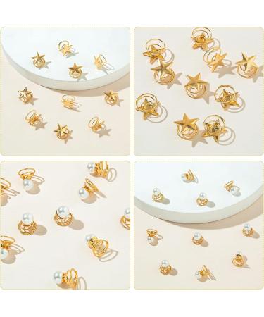 20 Spiral Star Hair Pins Gold Metal Coil Blonde Hair Pins Swirl Hair Twisters Set Hair Sideclip Makeup Hairdresser Bun Stick Pick Rhinestones Crystal Spirals for Women Wedding Bridal Prom(Star+Pearl) - Buy Online on GoSupps.com