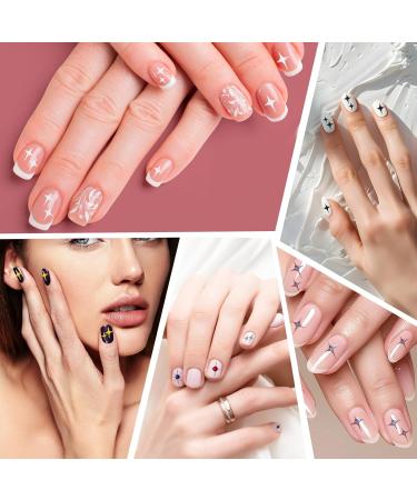 Dimeho Star Nail Art Stickers 3D Glitter Star Stickers & Decals for Nail Art Gold Silver White Black Stars Nail Design Stickers Acrylic Nail Charms DIY Nail Tips Manicure Decoration Supplies 6 Sheets - Buy Online on GoSupps.com